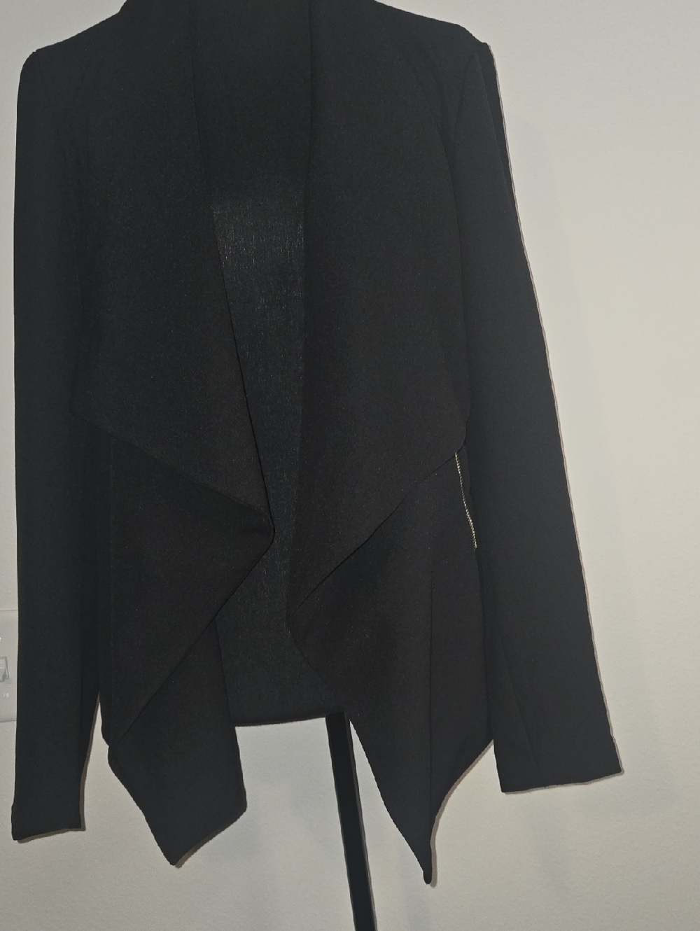 Women's Black Draped Open-Front Blazer Jacket